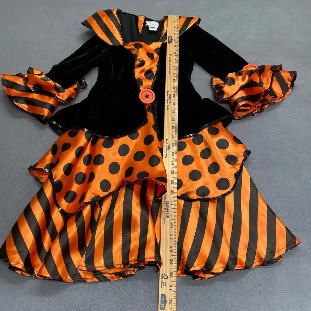 Wishcraft Cute Halloween Witch Costume Girls 10 Black Orange Ruffle Skirt